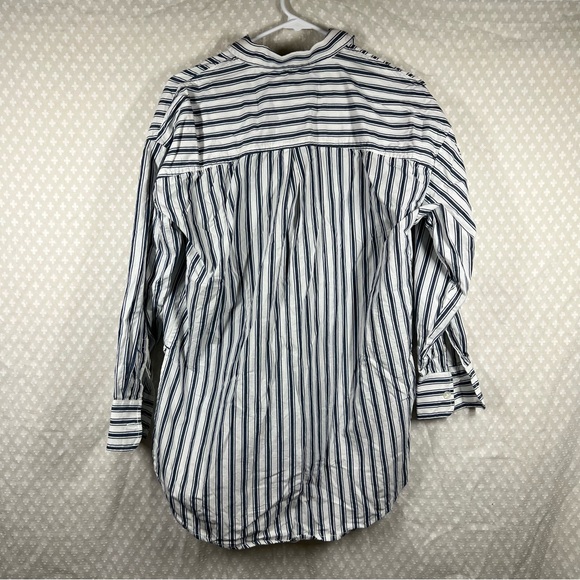 Anthropologie Maeve Blue White Striped The Bennet Button Up Top - Picture 6 of 6